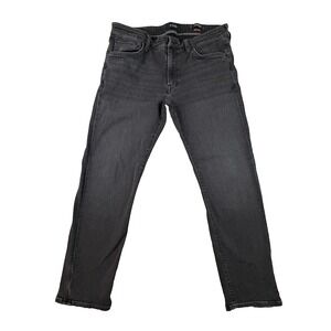 34 Heritage Men's 36x29.5 Black Courage Straight Leg Stretch Jeans Dark Wash
